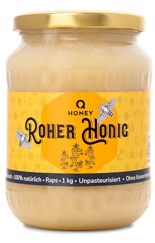 Reiner Roher Rapshonig 100% Natürlich, Ungefiltert, Unbeheizt, Nicht Pasteurisiert 1 kg von Q honey
