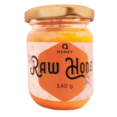 Reiner roher Honig aus Europa, preisgekrönt, 100% natürlich, 140g | Perfekte Größe für Tee | Ungefiltert, nicht erwärmt, ohne Zucker. von Q honey