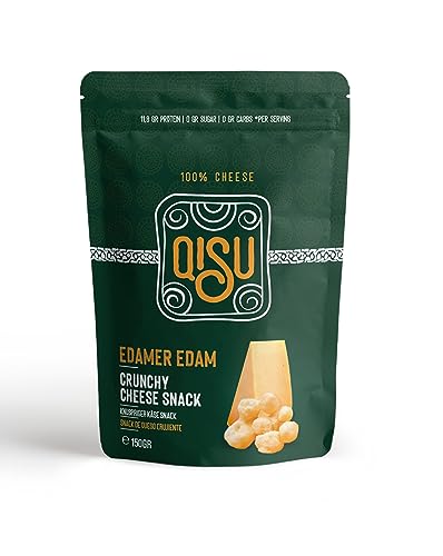 QISU | EDAMER | Gepuffter Käse Snack und Crouton aus 100% Käse | Zuckerfrei - Glutenfrei - Proteinreich - Knusprig (150 GR) von QISU