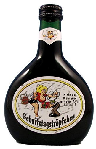 QUATSCHmanufaktur Bocksbeutel "Geburtstagströpfchen" Rotwein 0,25 l von QUATSCHmanufaktur