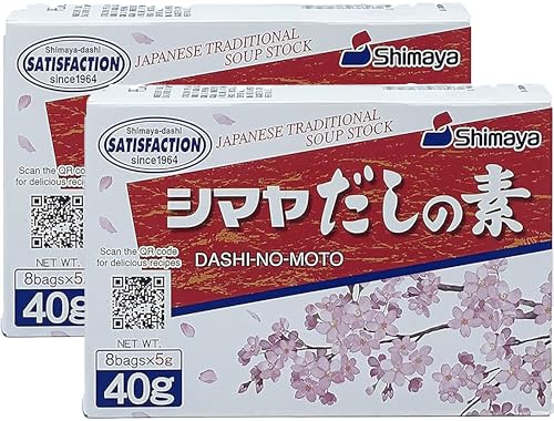 Shimaya Dashi No Moto japanisches Würzpulver (2er Pack (2x40g Packung)) | Bonito Würzmittel (Dashi) für Suppen und Eintöpfe | Granulat Pulver Japan Lebensmittel Dashipulver von QUVIDO