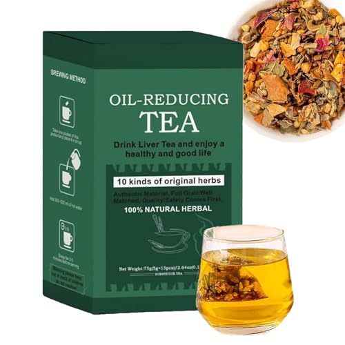 Oil-Reducing-Tea - 10 Herbal with Excellent Formula, Oil Cleansing Tea for Liver, Oil-Reducing Tea Herbal Chinese Tea (1 Box) von Qoobom