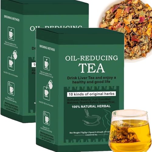 Oil-Reducing-Tea - 10 Herbal with Excellent Formula, Oil Cleansing Tea for Liver, Oil-Reducing Tea Herbal Chinese Tea (2 Box) von Qoobom