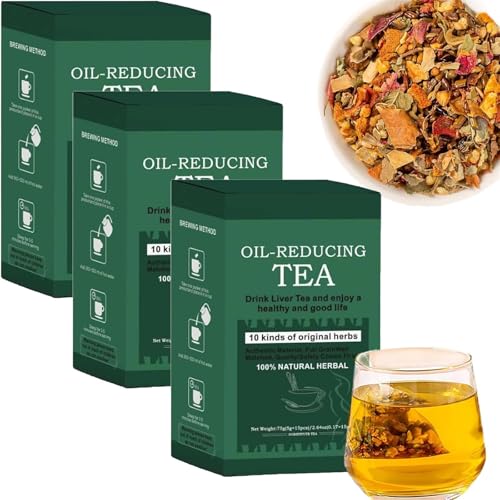 Oil-Reducing-Tea - 10 Herbal with Excellent Formula, Oil Cleansing Tea for Liver, Oil-Reducing Tea Herbal Chinese Tea (3 Box) von Qoobom