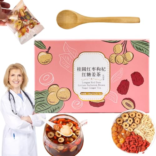 Qosneoun Ginger Jujube Tea with Brown Sugar, Brown Sugar Ginger Jujube Tea, Red Dates Ginger Tea, Longan Red Date Lycium Barbarum Brown Sugar Ginger Tea for Dysmenorrhea Body Cold (1PC-A) von Qosneoun