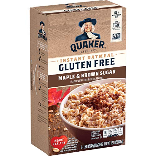 QUAKER Instant Haferflocken, glutenfrei, Ahorn und brauner Zucker, 8 Stück von Quaker