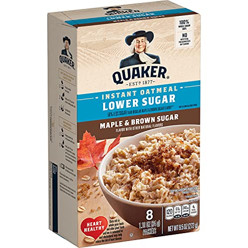 Quaker Lower Sugar Instant Haferflocken, Ahornbrauner Zucker, 272 g von Quaker