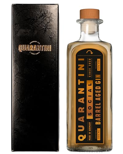 Quarantini Barrel Aged Gin (500ml inkl. Geschenkverpackung) – der Premium Gin mit aromatischen Gin Botanicals aus Papaya, Bergamotte und Pomeranze – perfekt geeignet als Gin Geschenk von Quarantini