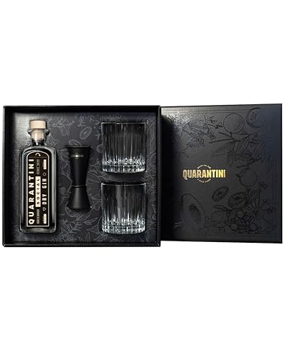 Quarantini Dry Gin 42% Vol. (500 ml Geschenkset) – mit aromatischen Botanicals aus Papaya, Bergamotte und Pomeranze von Quarantini