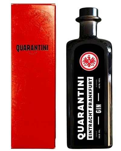 Quarantini Eintracht Frankfurt Gin (500ml inkl. Geschenkverpackung) – Premium Gin mit echtem Stadionrasen und den fruchtigen Gin Botanicals Blutorange, Grapefruit und Birne von Quarantini