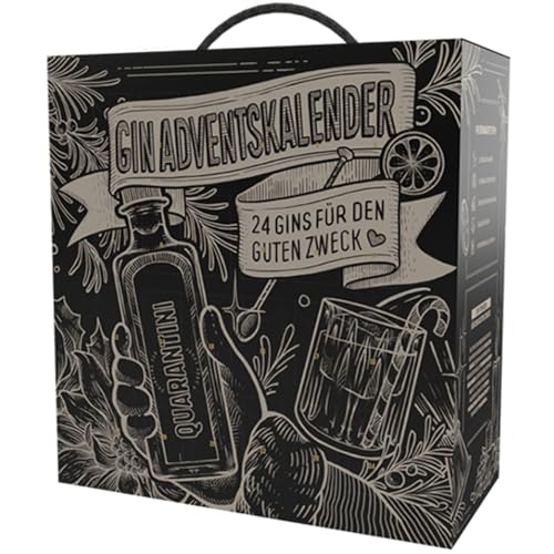 Quarantini Gin Adventskalender 2024 mit 24 Gin Minis á 20 ml – Premium Gin mit 5 Quarantini Gins + 19 neue exklusive Sorten – Gin Geschenkset – Adventskalender Gin – Gin Probierset von Quarantini