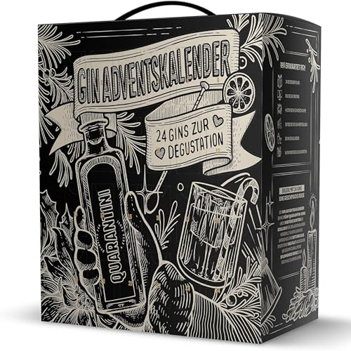 Quarantini Gin Adventskalender 2024 mit 24 Gin Minis á 20 ml – Premium Gin mit 5 Quarantini Gins + 19 neue exklusive Sorten – Gin Geschenkset – Adventskalender Gin – Gin Probierset von Quarantini