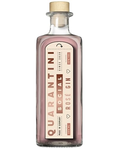 Quarantini Rosé Gin (500ml) – Premium Gin mit fruchtigen Gin Botanicals aus Himbeere, Blaubeere und Brombeere – perfekt geeignet als Gin Geschenk von Quarantini