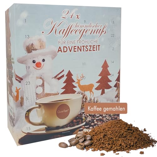 Kaffee Adventskalender 2024 - Weihnachtskalender mit 24 x Premium Kaffee gemahlen. Unterstützt von Menschen mit Behinderung - 24 x 15g Kaffee Probierset Geschenkset - 360 g von Querfee von Querfee