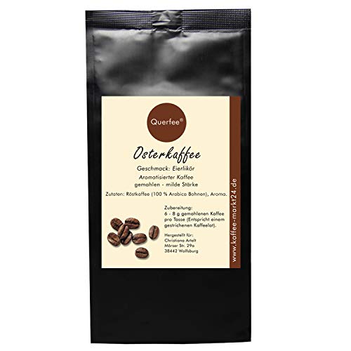 Ostergeschenk Osterkaffee Kaffee zu Ostern - Arabica Röstkaffee mit Eierlikör Geschmack - gemahlen - 75 g von Querfee von Querfee