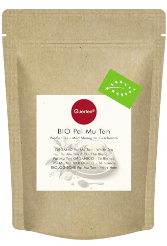 Pai Mu Tan Bio Weißer Tee Premium | 100 g Loser Tee | Rein Organisch und Natürlich in Bio Qualität | Reines Aroma, ohne Zusätze von Quertee von Quertee