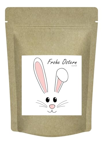 Ostertee "Frohe Ostern Osterhase" Tee Ostergeschenk mit Eierlikör-Apfel-Sahne Geschmack - Früchtetee zu Ostern (70 g) von Quertee