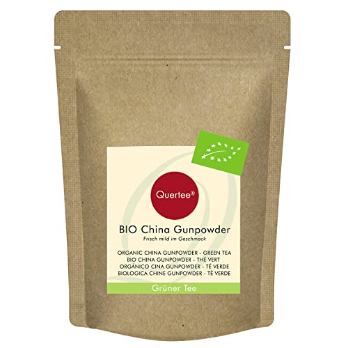 Quertee Gunpowder Tee Bio Grüntee | Frisch mild im Geschmack | Bio grüner Tee | Loser Biotee (100 g) von Quertee