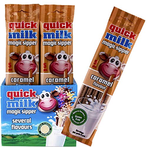 100 Stück Trinkhalme Quick Milk Karamell Geschmack Magische Halme Milch Halm Milchpulver caramel flavour von Quick Milk