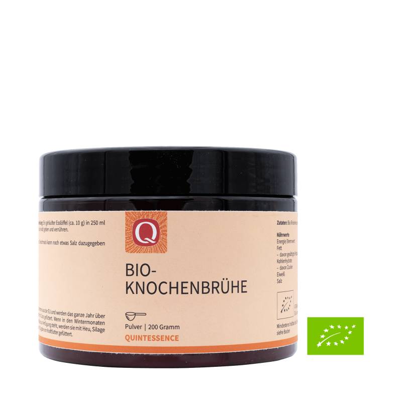 Bio-Knochenbrühe Pulver 200 g in Bioqualität - 100% reines Rinderknochenbrühe Pulver - Quintessence von Quintessence