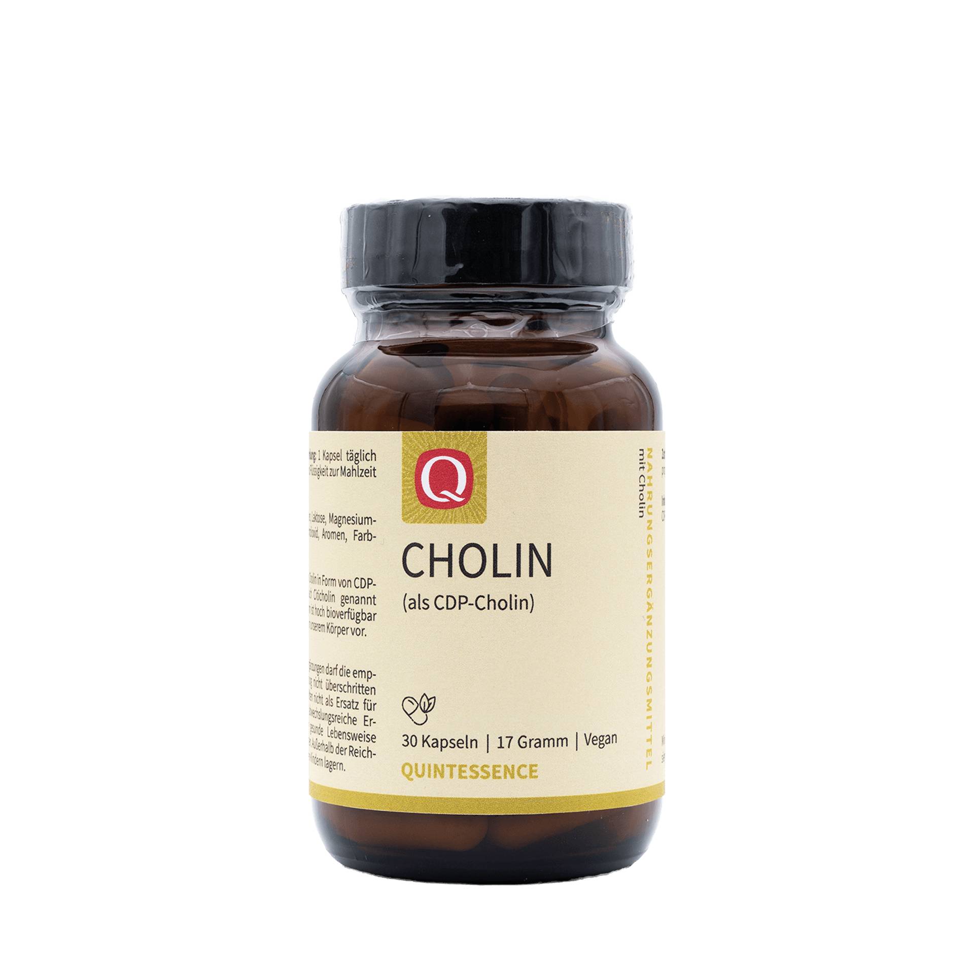 Cholin 30 Kapseln - Cholin als CDP-Cholin mit einer Reinheit von > 98 Prozent - vegan - Quintessence von Quintessence