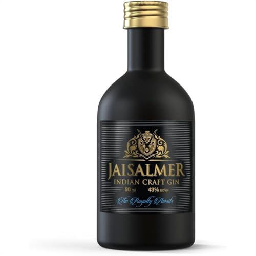 Jaisalmer Indian Craft Gin 50cl Probierflasche - 43% Alkoholgehalt - Zitrus Gin I Handverlesene Botanicals I Einzigartiger & Sanfter Luxus- Gin – Aromatischer Dry Gin von RAMPUR