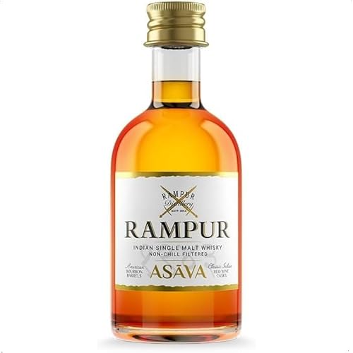 Rampur Asava Single Malt Whisky Probierflasche - 45% Alkoholgehalt - Cabernet Sauvignon Fass Whisky Einzelflasche 50ml | Sanfter Blended Malt Whisky von RAMPUR