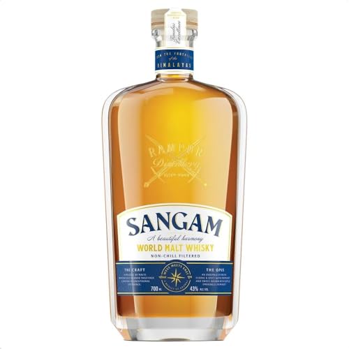 Rampur Sangam World Malt Whisky - 43% Alkoholgehalt - Whisky Einzelflasche 70cl | Premium Indischer Whisky | Sanfter Blended Whisky von RAMPUR