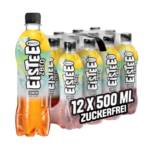 Rauch Eistee Zero Lemon | Zuckerfreier Durstlöscher mit Zitronen Geschmack | Eistee aus Schwarztee und Hagebutte | Kalorienarmes Getränk für jeden Tag | 12x 500ml PET Flasche von Rauch Eis Tee