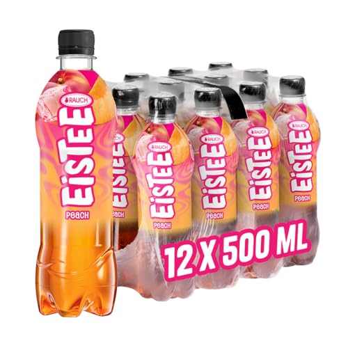 Rauch Eistee Peach | Erfrischendster Durstlöscher mit authentischem Pfirsch Geschmack | Ideal für Teetrinker | Aus Schwarztee und Hagebutte | 12x 500ml PET Flasche von RAUCH Eistee