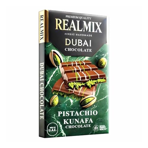 REALMIX Dubai Schokolade direkt aus Dubai UAE | echte Dubai Schokolade mit Pistazien und Kunafa Füllung | Hergestellt in Dubai U.A.E. | 160g von REALMIX