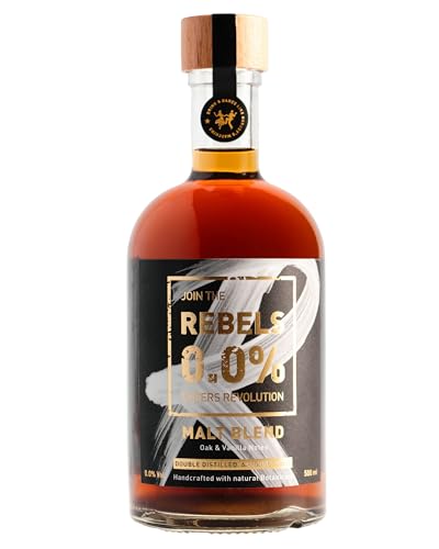 REBELS 0.0% alkoholfreie Whiskey Alternative Malt Blend | Doppelt destilliert für intensives Aroma | Crafted in Switzerland | Vegan | Nur zum Mixen geeignet | Für Cocktails alkoholfrei | 500 ml von REBELS 0.0%