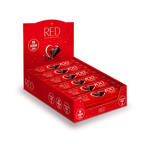 RED Chocolette Schokolade ohne Zuckerzusatz 40% weniger Kalorien 24 Stück (Dunkle Schokolade) von Red delight