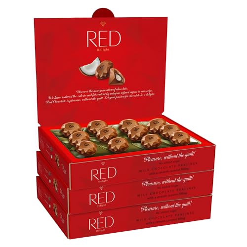 RED Delight Pralinen aus Vollmilchschokolade mit Kokosnusscremefüllung ohne Zuckerzusatz, 132g von Red delight