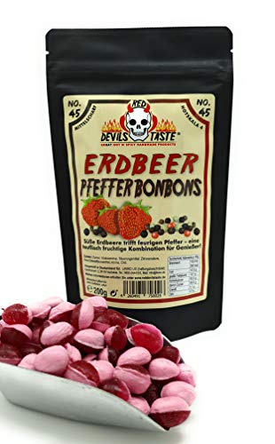 Erdbeer - Pfeffer Bonbons - 200g - Hotskala: 4 (mittelscharf) im ZIP Beutel - irrer Geschmack von RED DEVILS TASTE