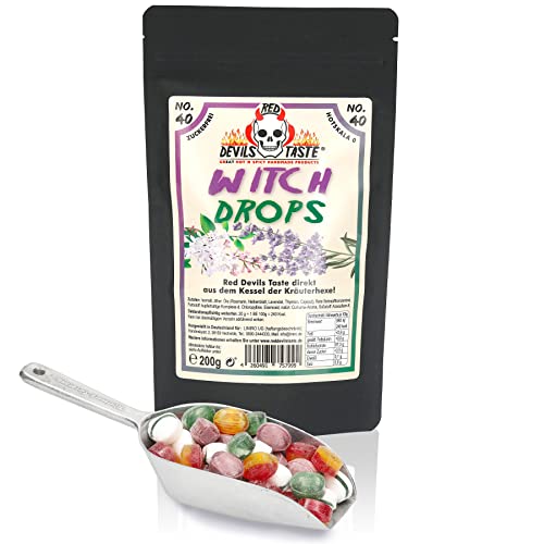 "WITCH DROPS" Kräuter Bonbon Mix - zuckerfrei - 200g im ZIP Beutel für Groß und Klein von RED DEVILS TASTE