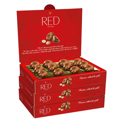 RED Pralinen aus kalorienreduzierter Milchschokolade mit zarter Nussfüllung ohne Zuckerzusatz, 132g von Red delight