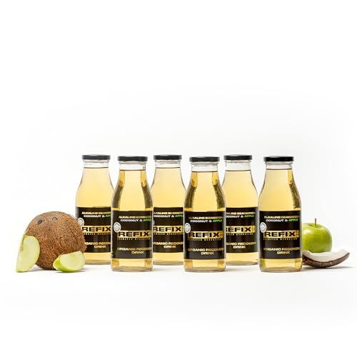 Bio-Apfelsaft, kalorienarm, vegan, 6 x 330 ml Flaschen, mit Elektrolyten und Mineralstoffen aus Meerwasser und Kokoswasser, ohne zugesetzten Zucker von REFIX