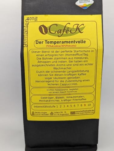 REGIONALA24 - Der Temperamentvolle 500g Manufakturkaffee Kaffee ganze Bohnen Kaffeebohnen von REGIONALA