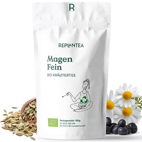 Bio Magentee Magenfein 100g (50 Tassen) | Magen-Darm Tee mit Fenchel, Kamille, grüner Rooibos, Löwenzahn REPLANTEA von REPLANTEA Cuidamos tu Naturaleza