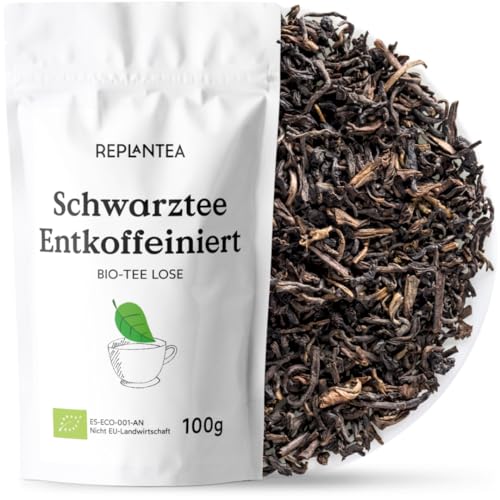 Bio Schwarzer Tee Entkoffeiniert 100g (50 Tassen) | Koffeinfreier Schwarzer Tee Lose Darjeeling | Tee ohne Koffein REPLANTEA von REPLANTEA Cuidamos tu Naturaleza