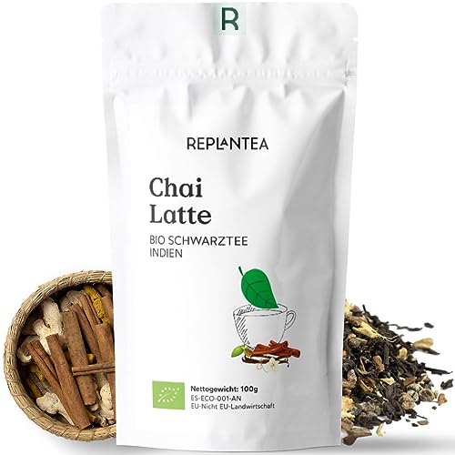 Chai Tee Lose Bio 100g (50 Tassen) | Chai Latte Zuckerfrei mit feinstem Ingwer, Zimt, Vanille, Kardamom, Anis REPLANTEA von REPLANTEA Cuidamos tu Naturaleza