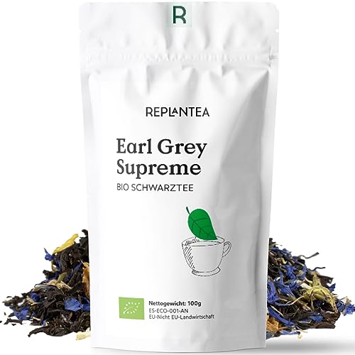 Bio Earl Grey Tee Lose 100g (50 Tassen) | Schwarzer Tee mit feinstem Bergamotte Öl REPLANTEA von REPLANTEA Cuidamos tu Naturaleza