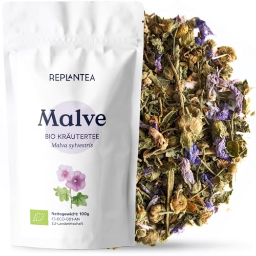 Malventee Bio Lose 100g | Malvenblätter und -blüten für Tee | Malva sylvestris REPLANTEA von REPLANTEA Cuidamos tu Naturaleza