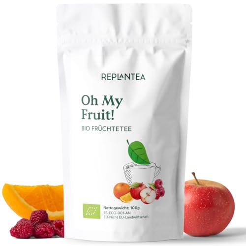 BIO Früchtetee Oh My Fruit 100g (50 Tassen) | Früchtetee Lose mit Apfel, Hibiskus, Himbeer, Orange und Steviablätter REPLANTEA von REPLANTEA Cuidamos tu Naturaleza