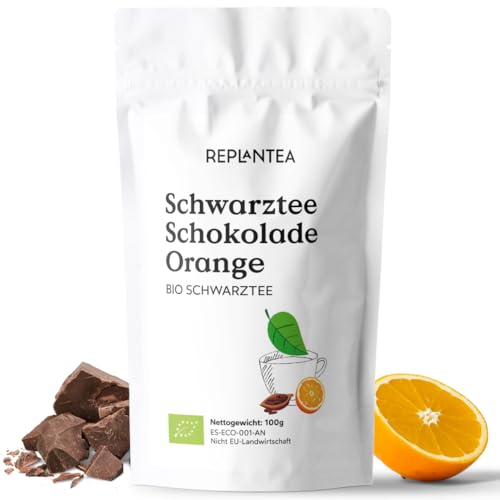 Schwarztee Schokolade Orange BIO 100g (50 Tassen) | Schwarzer Tee Lose mit Kakao, Orange, Johannisbrot und Ringelblume REPLANTEA von REPLANTEA Cuidamos tu Naturaleza