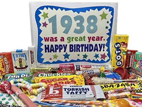 RETRO CANDY YUM ~ 1938 86. Geburtstag Geschenkbox Retro Süßigkeiten Sortiment aus der Kindheit für 86 Jahre alte Mann oder Frau geboren 1938 von RETRO CANDY YUM