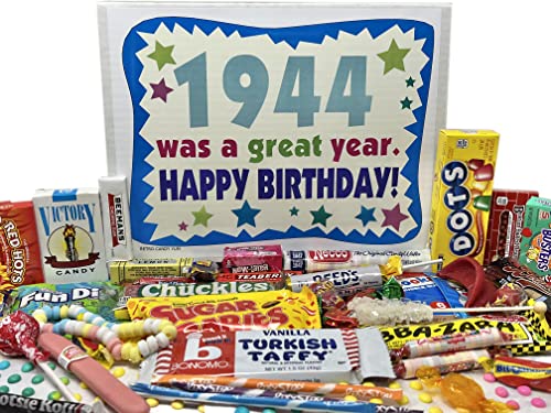 RETRO CANDY YUM ~ 1944 78. Geburtstag Geschenkbox mit nostalgischen Süßigkeiten aus der Kindheit für 78 Jahre alten Mann oder Frau geboren 1944 von RETRO CANDY YUM