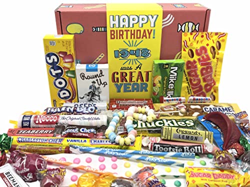 RETRO CANDY YUM ~ 1948 76. Geburtstag Geschenkbox Nostalgische Süßigkeitenmischung aus der Kindheit für 76 Jahre alte Mann oder Frau geboren 1948 Jr von RETRO CANDY YUM