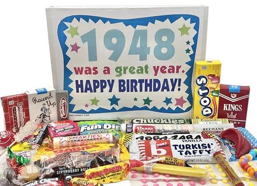 RETRO CANDY YUM ~ 1948 Geschenkbox zum 76. Geburtstag nostalgische Bonbonmischung aus der Kindheit für 76 Jahre alte Mann oder Frau geboren 1948 von RETRO CANDY YUM